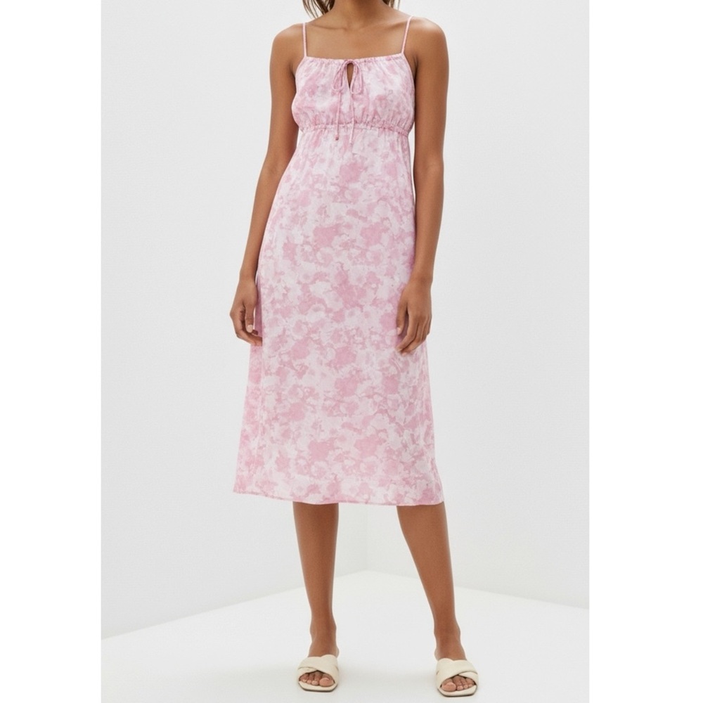 GANNI Silk Stretch Satin Slip Dress, Pink, FR36/US4